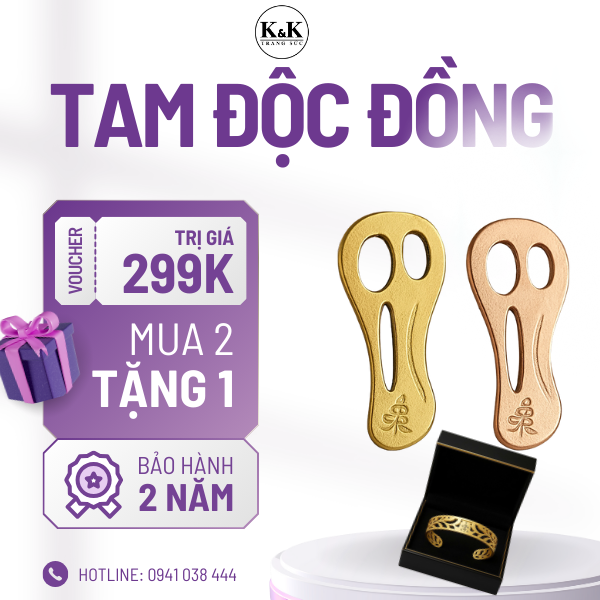 Combo Tam Độc Đồng Đỏ - Vàng (Tặng Vòng Tay Từ Trường)